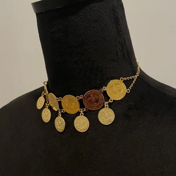 Turkish Lira Coin Choker Necklace - Picture 4 of 4